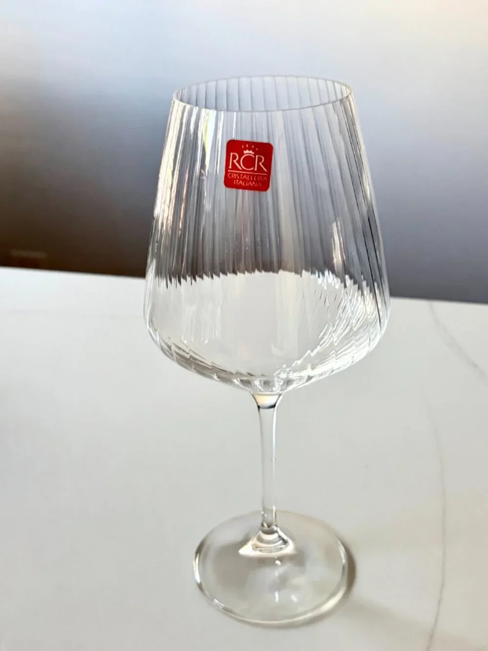 RCR Verres A Vin 18.53 oz Ribbed Wine Glasses Set of 4 Stemmed Made in Italy NEW